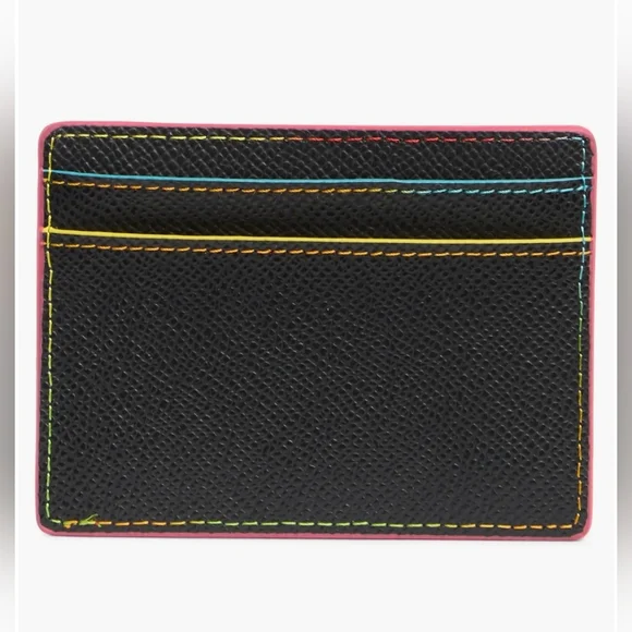 Kurt Geiger Richmomd Black Card Holder with Multicolor Stitching, NWT - Picture 2 of 3
